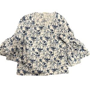 Jane & Delancey Floral Top with Bell Sleeves 100% Cotton